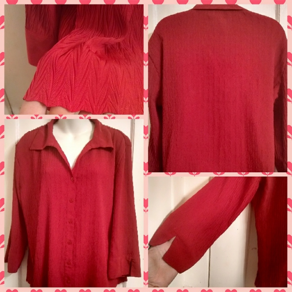 Croft & Barrow Button Up Blouse Crimped Design XL